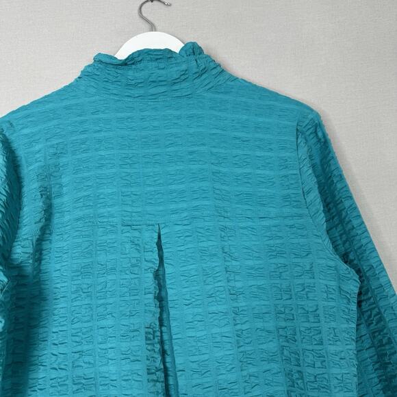 Habitat Womens Top Medium Blue Gauze Ruffle Collar Shirt Funky Lagenlook Artsy - Picture 9 of 12